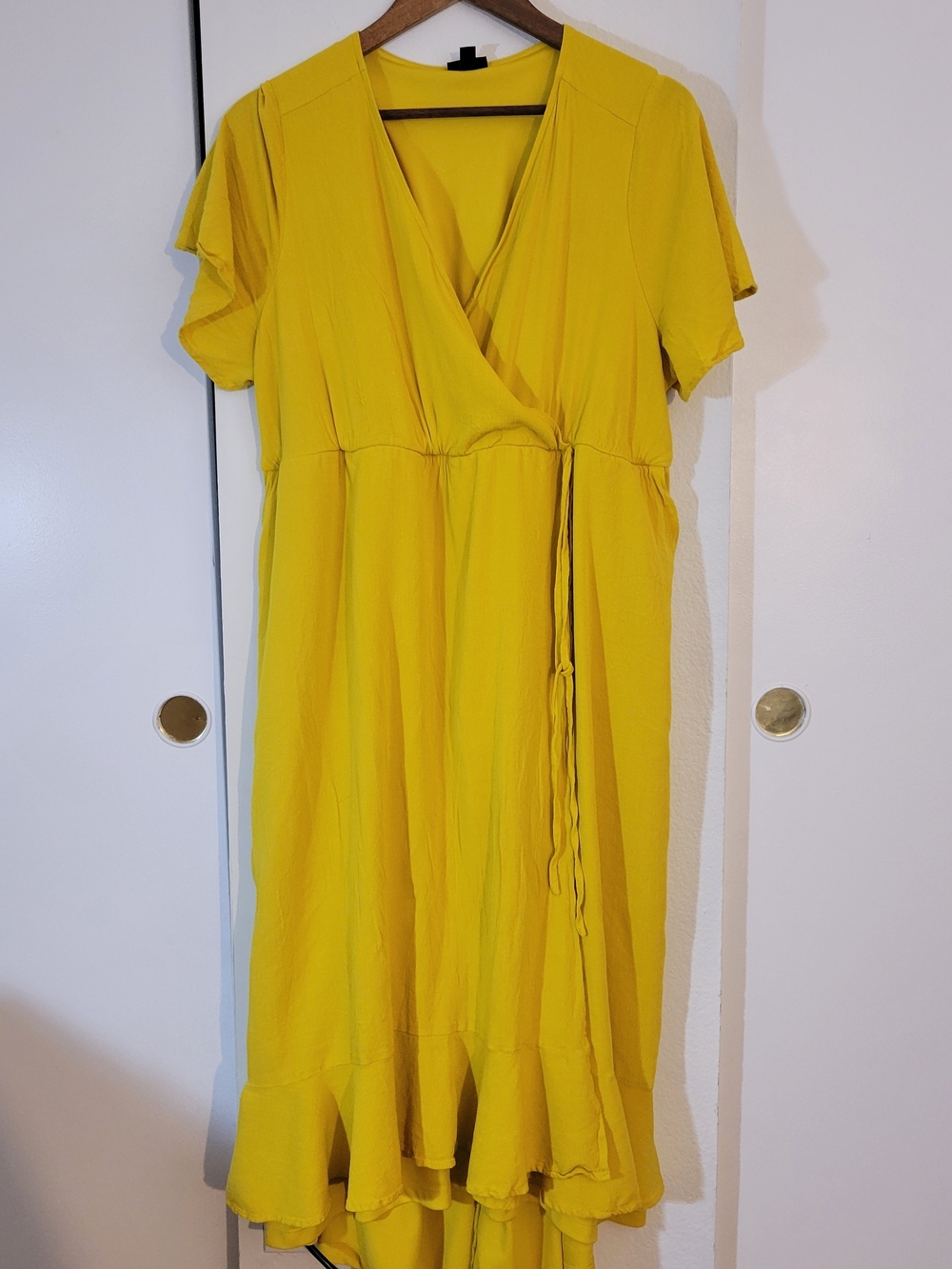 Torrid Bright Yellow Wrap High-Low Dress with Ruffle Hem